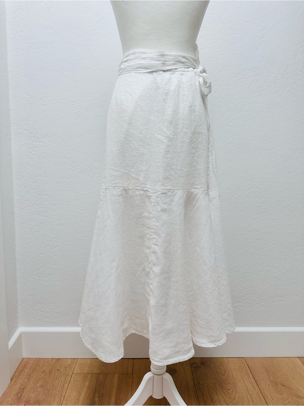 J. Crew White Linen Wrap Midi Skirt with Flounce Hem - Picture 4 of 10